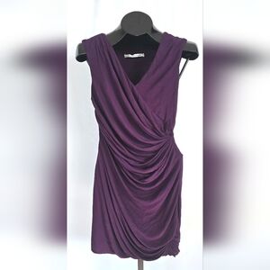 DVF Diane Von Furstenberg Francia Purple Silk Blend Draped Jersey Dress Size 0